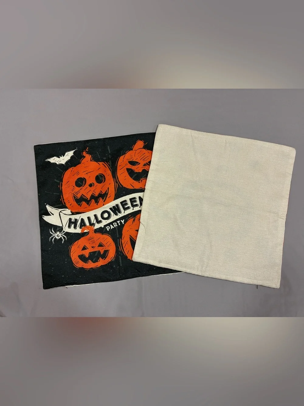 Halloween Party pillow covers - Orange & Black Pumpkin Design covers only new